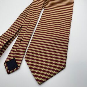 Brooks Brothers Silk Striped Tie Burgundy Gold Made in USA Men's Necktie